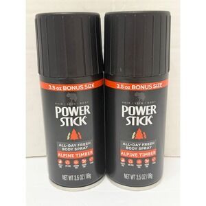 Power Stick Alpine Timber All-Day Fresh Body Spray 3.5 oz Bonus Size 2 Pack